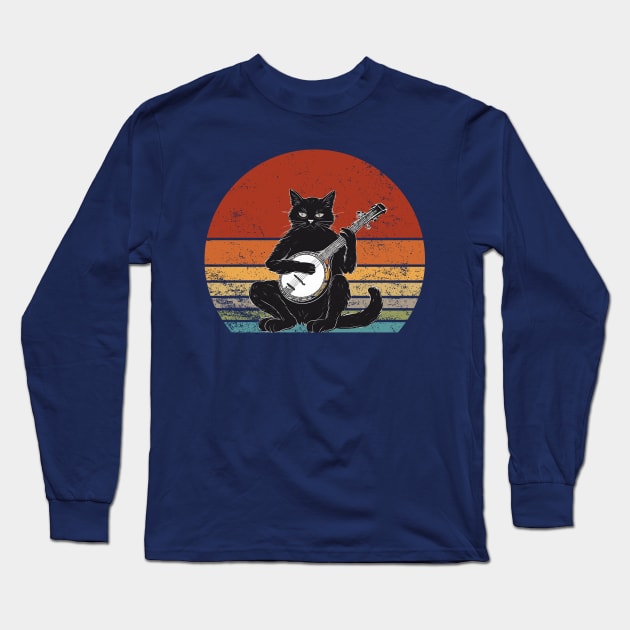 Black Cat Banjo Long Sleeve T-Shirt by AppalachianBritches